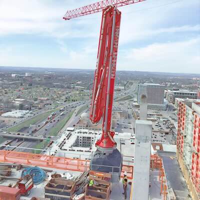 placing boom high on building